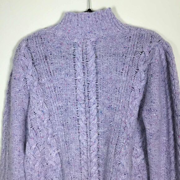 Sunday Two Purple Wool Blend Chunky Cable Knit Sweater M Autumn Fall Casual - Picture 5 of 8
